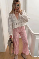 Blouse à col Claudine avec liens
