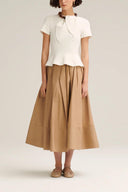 Crepe Knit Cravat Top & Pleated Suiting Maxi Skirt