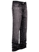Schwarze Flared Jeans mit Kristallbesatz