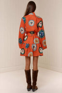 Patchwork Stehkragen Kleid