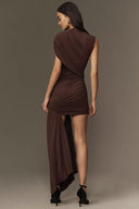 Abito Mini in Jersey Drappeggiato Valencia Noir