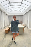 Blazer oversize fendu sur le côté bleu acier