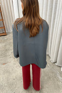 Blazer oversize fendu sur le côté bleu acier