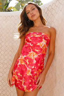 Vestito Mini Miya - Floreale Rosa/Rosso