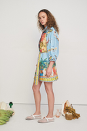 Vestito Mini Magali con Maniche a Palloncino e Patchwork