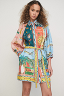Vestito Mini Magali con Maniche a Palloncino e Patchwork