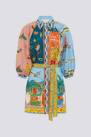 Vestito Mini Magali con Maniche a Palloncino e Patchwork