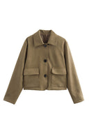 Veste en cuir suédé fendue avec poche