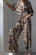 Leopar Desenli Bluz ve Pantolon Takımı