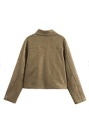 Veste en cuir suédé fendue avec poche