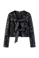 Veste à paillettes nouée devant