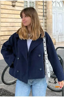 Chaqueta corta cruzada doble botonadura