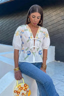 Blomstret Sløjfe Peplum Bluse