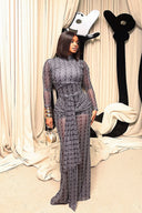 Letter Print Sheer Maxi Dress
