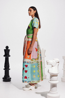 Vestito lungo Vivienne a maniche corte con stampa poker