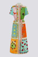 Vivienne Maxikleid mit kurzen Ärmeln und Poker-Print