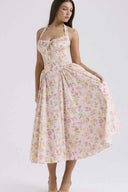 Abito midi corsetto stampato Abigail con collo halter