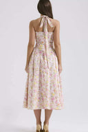 Abito midi corsetto stampato Abigail con collo halter