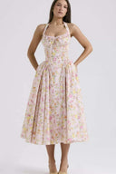 Abito midi corsetto stampato Abigail con collo halter