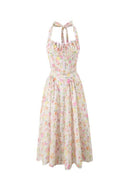 Abito midi corsetto stampato Abigail con collo halter