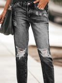 Trendy versleten denim casual broek