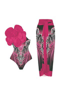 3D Fuchsia Blomstret Buste Dekor Trykt Badedragt