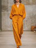 Afslappet retro orange skjorte og bukser sæt