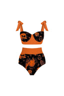 Set bikini con stampa zucca teschio di Halloween