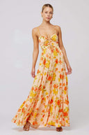 Beverly Printet Cut-out Maxi Slip Kjole