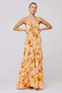 Beverly Printet Cut-out Maxi Slip Kjole