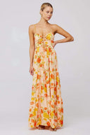 Beverly Printet Cut-out Maxi Slip Kjole