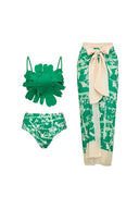Blomstret Accent Grøn Printet Bikini-sæt