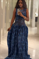 Robe longue plissée Adinkra