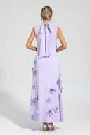Rochie maxi fără mâneci Ethel decorată cu flori