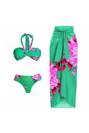 Set bikini sexy stampato con collo all'americana