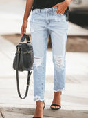 Trendy versleten denim casual broek