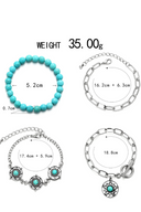 Women's Western Vintage Turquoise Personalized Multi-element Beaded Jewelry Set