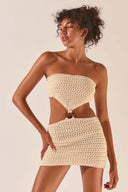 Vestito Mini Edna Senza Spalline con Intagli e Crochet