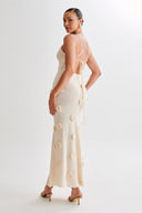 Edwina V-hals strikket blomster maxi-kjole