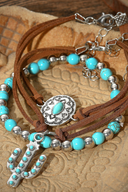 Women's Western Vintage Turquoise Personalized Multi-element Beaded Jewelry Set