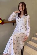Σετ μπλούζα Eileen Floral με δέσιμο και maxi φούστα