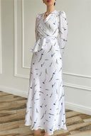 Σετ μπλούζα Eileen Floral με δέσιμο και maxi φούστα