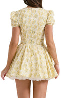 Vestito corto corpetto Emily floreale con scollo a V