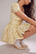 Vestito corto corpetto Emily floreale con scollo a V