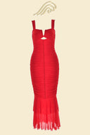 Abito Midi in Mesh Svasato Ethel Gathered