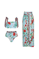 Lace Trim Tie-Up French Style Bikini Set