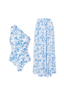 Set blu floreale fresco monospalla