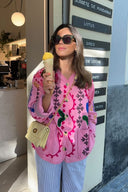 Veste à poche avec imprimé floral mignon