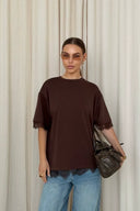 Lace-Panel T-Shirt with Back Slit