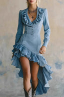 Asymmetrical Ruffled Midi Dress